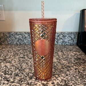 Starbucks 2021 holiday Pink Gold Jeweled Tumbler